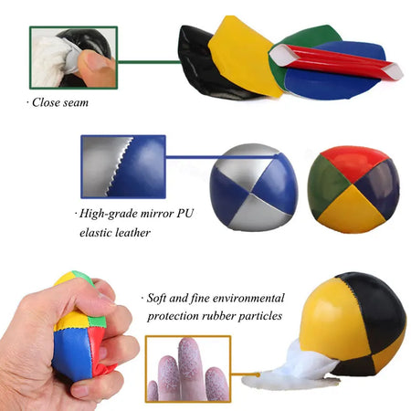 BZS10007 3PCS Net Set Juggling Balls &ndash; Soft PU Construction
