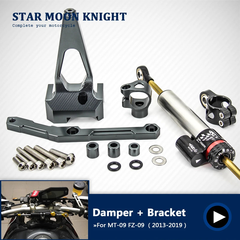Amortecedor de Direção Yamaha MT 09 com Suporte para MT 09 2013-2019, Estabilizador de Motociclo para Condução Suave