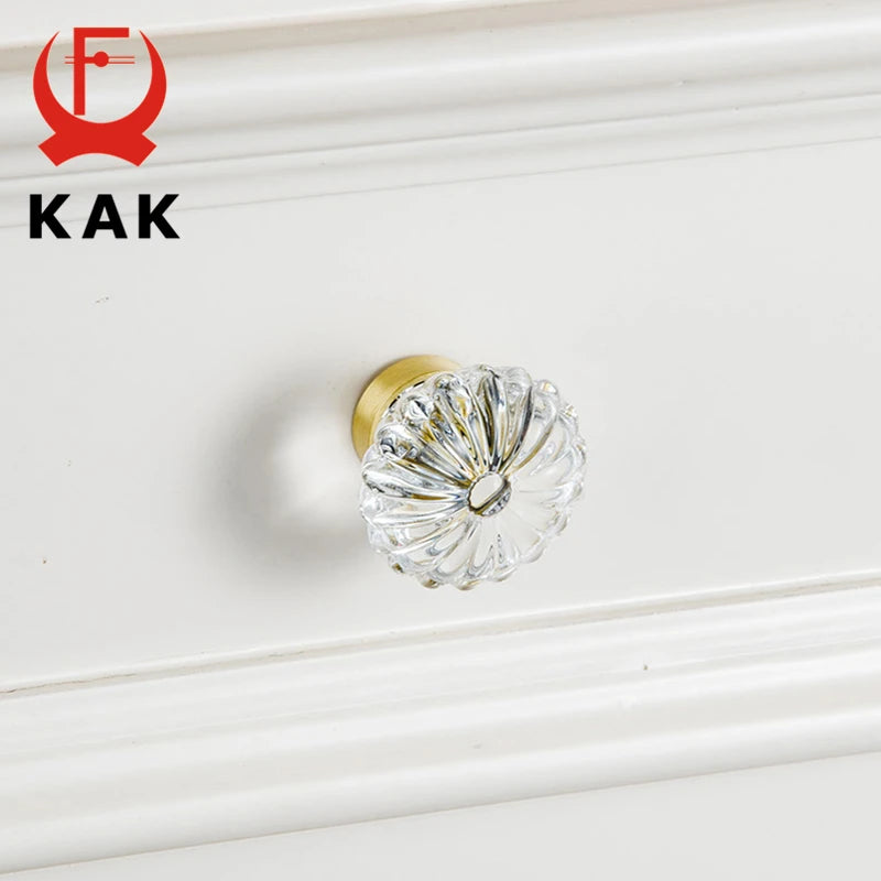 KAK Кристальный стеклянный шкафный ручка латунный медный дверной ручка