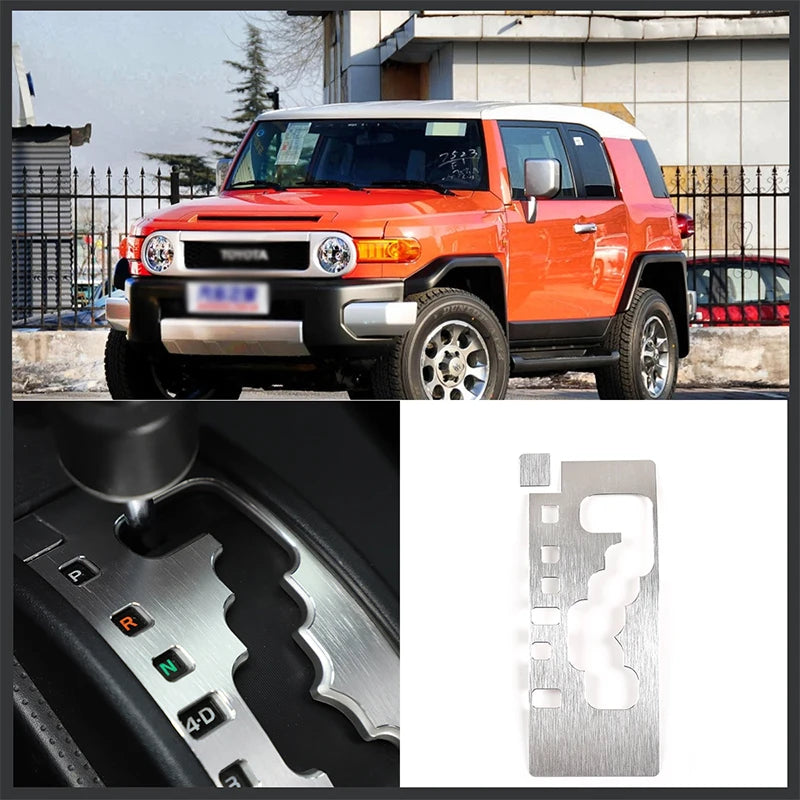 Placa de cambio de marchas de aluminio para Toyota FJ Cruiser rojo plateado