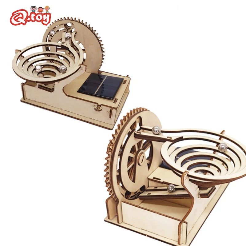 Solar Energy Marble Run STEM Toys 3D Wooden Gear Kit