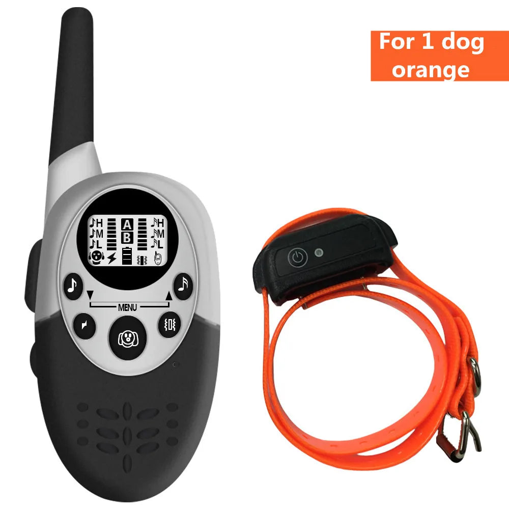 PT092 &ndash; Waterproof 1000m Range Rechargeable Dog Collar for 1 dog Orange / UK Plug