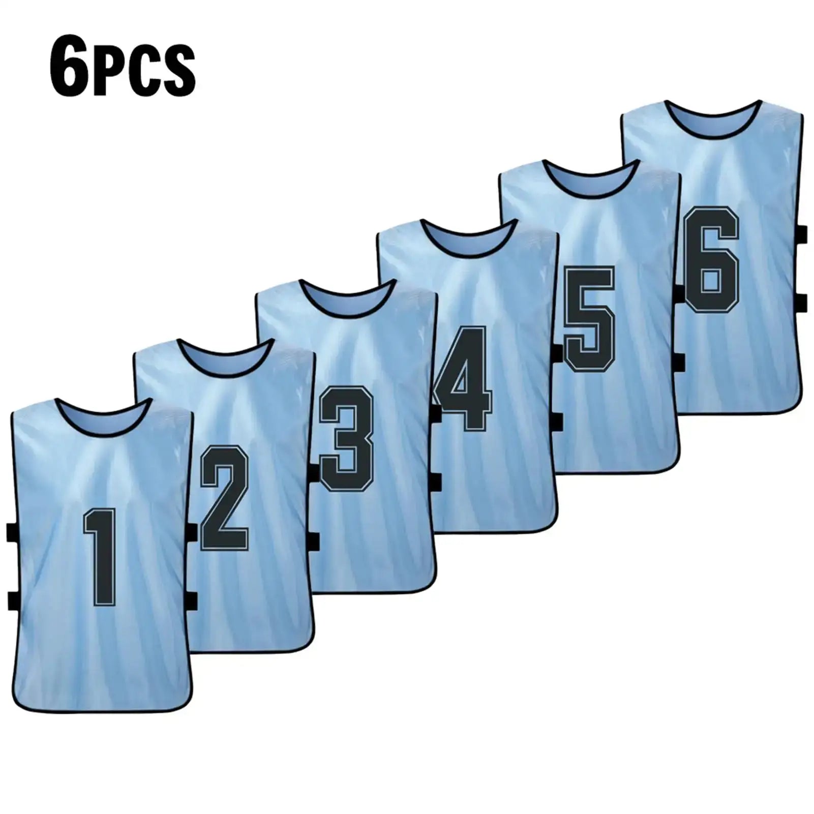 6/12 PCS Adults Soccer Pinnies &ndash; Quick Drying Fabric Sky blue  6pcs