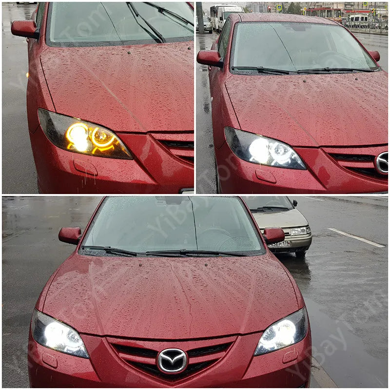 Luz de ojo de ángel LED Switchback con señal de giro de color ámbar y blanco para Mazda 3 BK 2003-2008