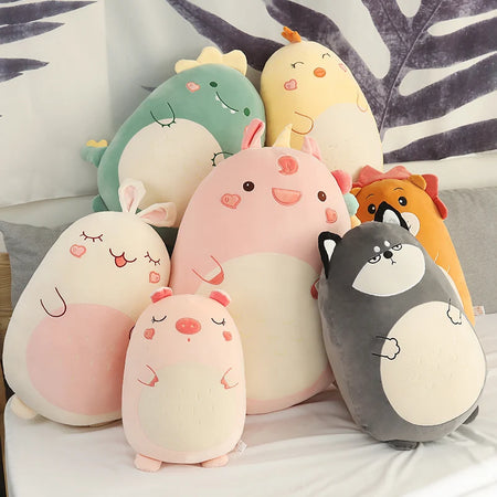 Kawaii Plush Dinosaur &amp; Shiba Inu Dog Pillow - Soft Cushion Toy