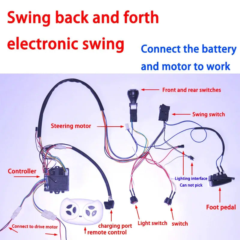 DIY 24V 200W wire harness for children's electric car with switch and remote control receiver Ride On Toys Accessories set by InterCyprus Trading Ltd
