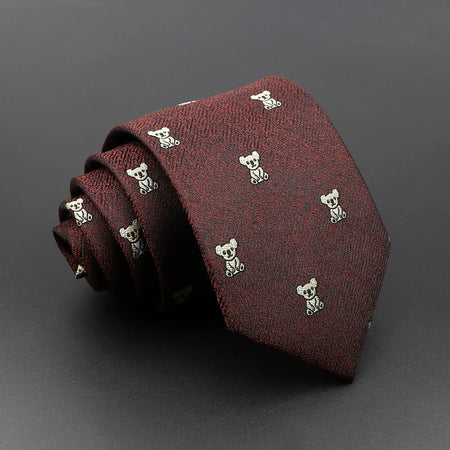 Men's Floral Tie with Brown Bear and Horse Print 11