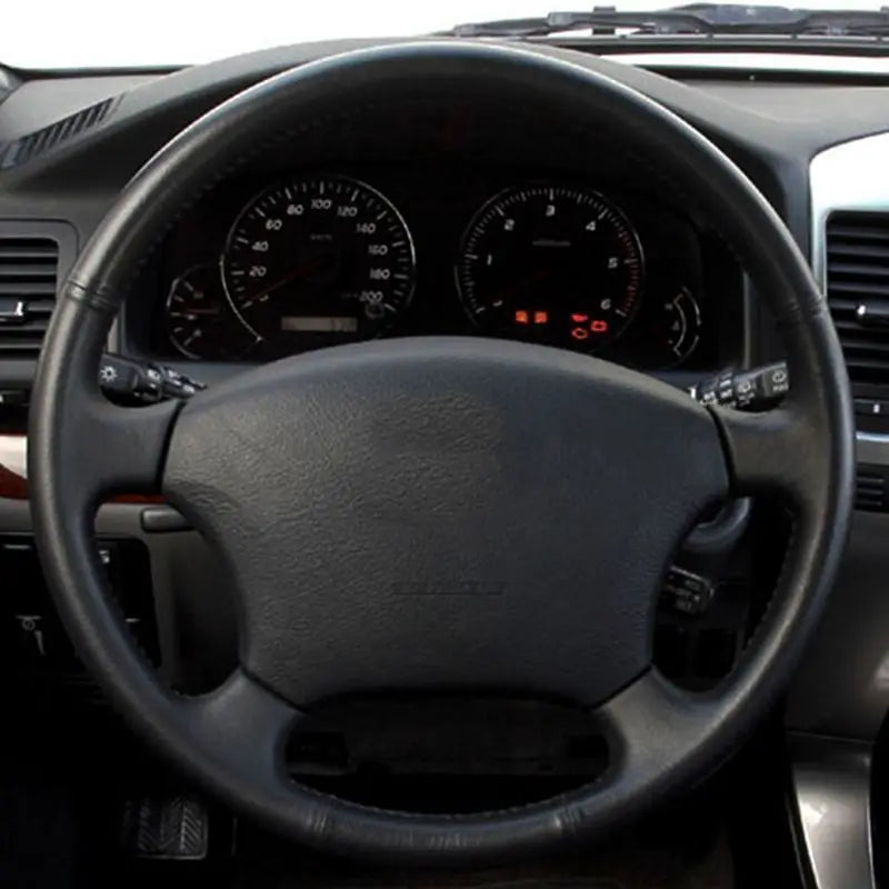 Copertura per Volante in Pelle Scamosciata Nera Cucita a Mano per Toyota Land Cruiser Prado 120 2004-2009