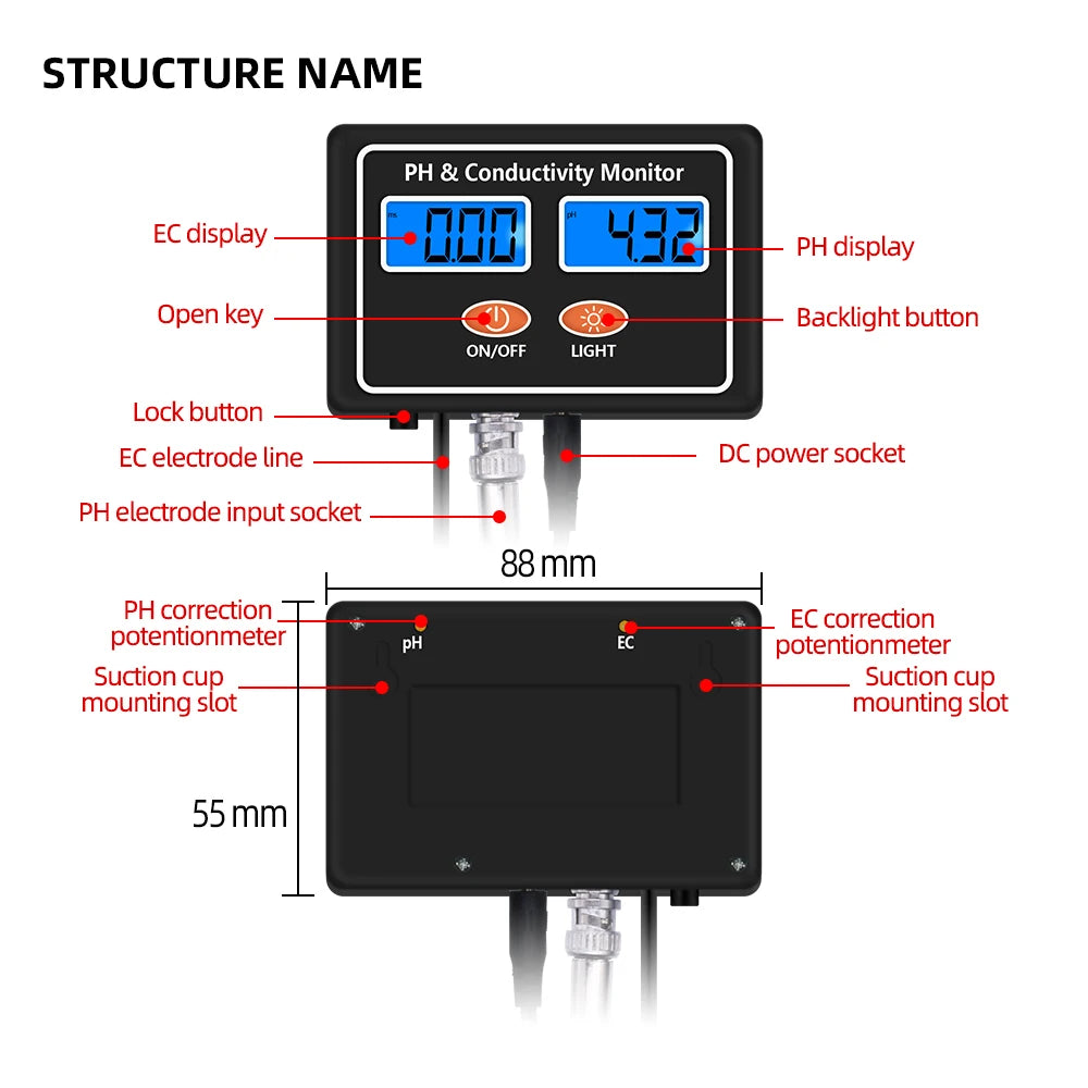 PH100 Water Quality Monitor &ndash; Real Time PH EC Monitoring