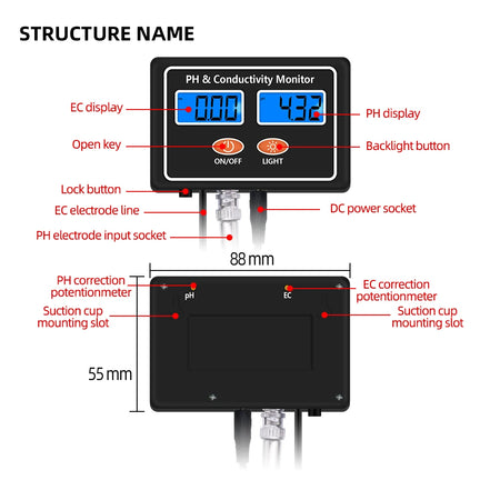 PH100 Water Quality Monitor &ndash; Real Time PH EC Monitoring