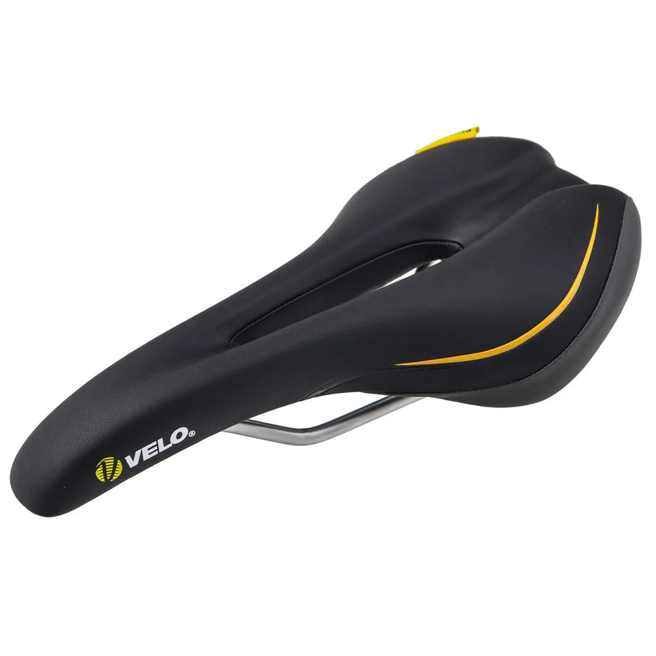 Velo 3256 Leather Mountain Bike Saddle Cushion with PU Cover, Breathable, Durable Comfort