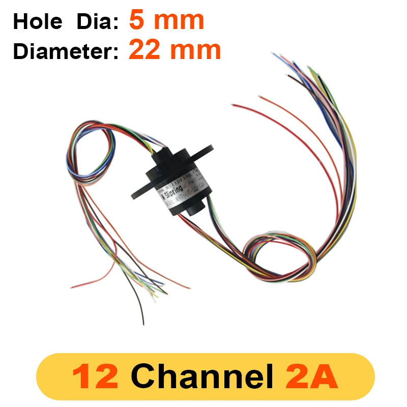 2/4/6/12 Channels 2A Hollow Shaft Slip Ring Rotation Connector with 5mm ...