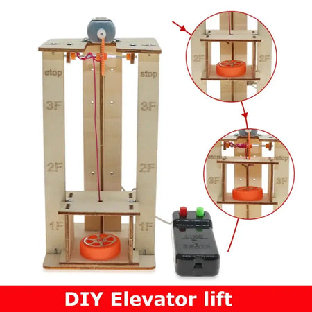 DIY Electric Remote Control Lift Elevator Wooden Model Kit Science School Projects Experiment Science Toys For Kids Education by InterCyprus Trading Ltd