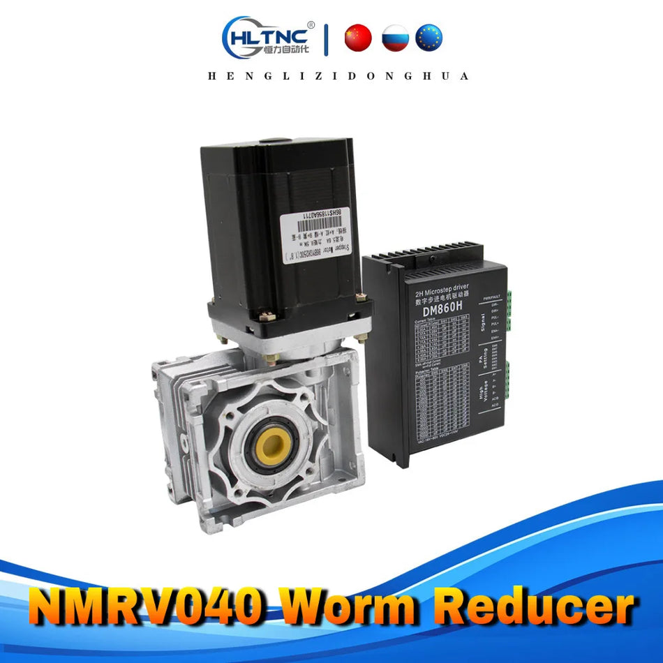 Reducător de viteze cu șurub NMRV040 pentru NEMA34, ax de 14mm, orificiu de ieșire de 18mm