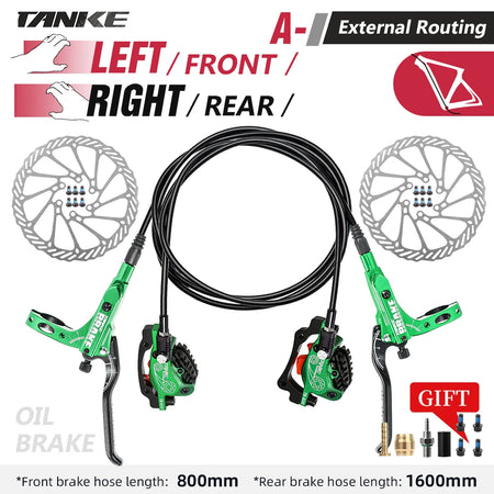 TANKE MTB TB-600 &ndash; 4-Piston Hydraulic Disc Brake With 160mm Rotor 160mm Green LF RR