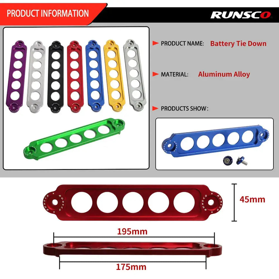 Aluminum Battery Hold Down Bracket for Honda Nissan Ford by InterCyprus Trading Ltd