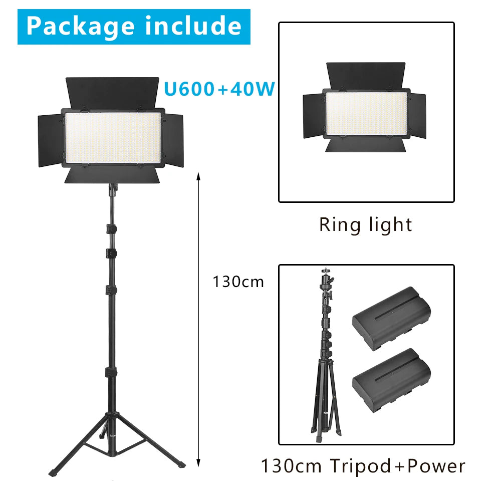 Nagnahz U800 LED Studio Light NA-U600LBT 2 battery