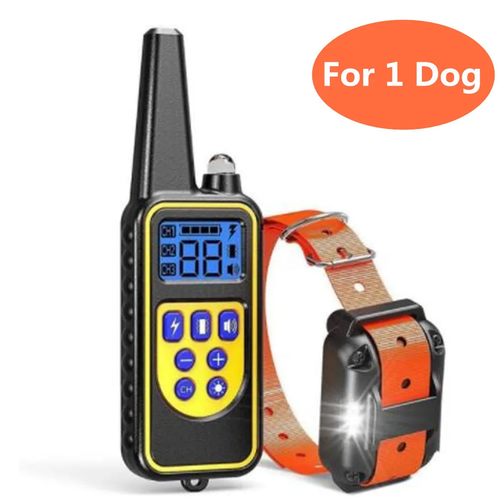 800m Digital Dog Training Collar &ndash; Waterproof LCD Display For 1 dog Orange / EU Plug