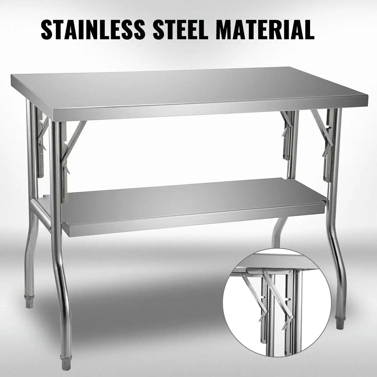 Open Stainless Steel Folding Kitchen Table Shelves
