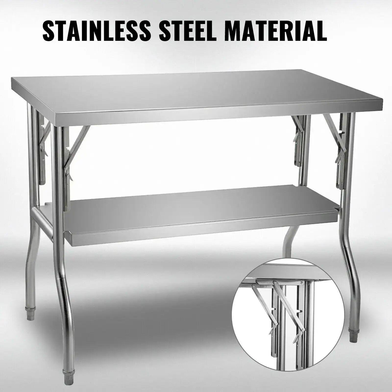 Open Stainless Steel Folding Kitchen Table Shelves