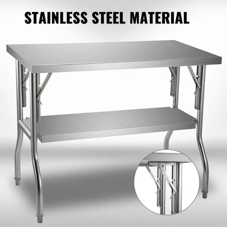 Open Stainless Steel Folding Kitchen Table Shelves