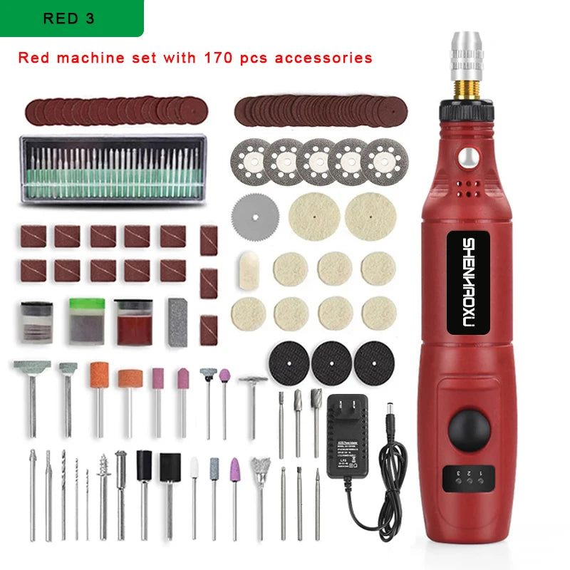DONUMEH Mini Electric Drill &amp; Grinder Set with 3 Speed Options PSD-010-RED3 / us / CHINA