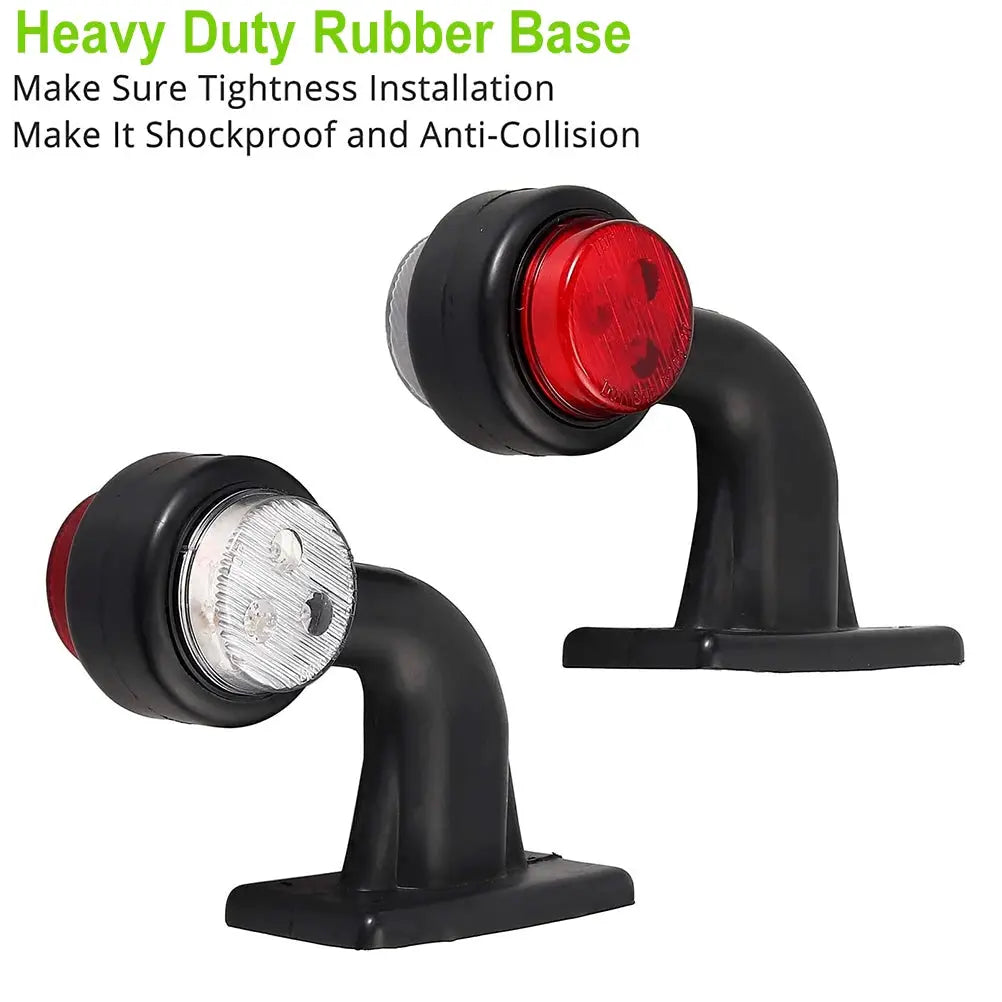 2x Truck Trailer LED Elbow Rubber Side Marker Light White Red Outline Clearance Indicator Lamp For Lorry Van Caravans Multi Volt by InterCyprus Trading Ltd