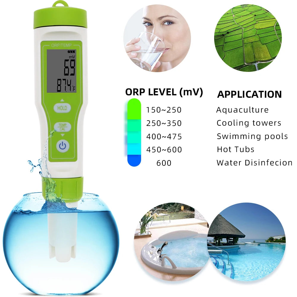 ORP-100 ORP Meter - Portable 2 In 1 Temp ORP Tester