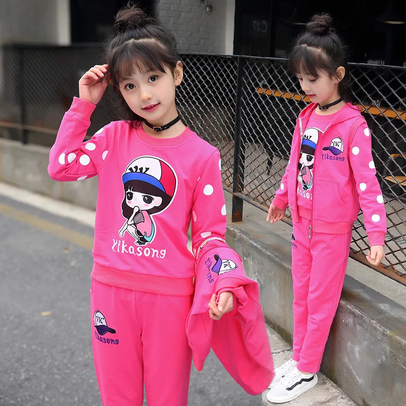 LYNMOLY Fashion Girls 3PCS Tracksuit Set &ndash; Vest, Coat &amp; Pants for Autumn Winter 1 / 12