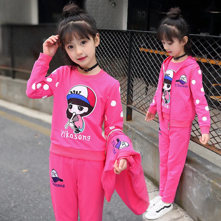 LYNMOLY Fashion Girls 3PCS Tracksuit Set &ndash; Vest, Coat &amp; Pants for Autumn Winter 1 / 12