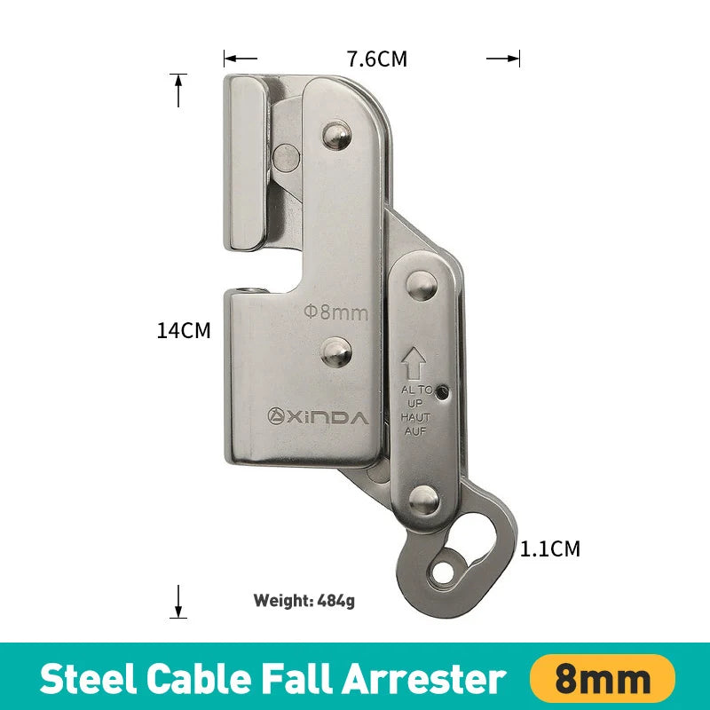 Xinda 8mm 10mm Steel Cable Fall Arrester &ndash; Rope Grab System For 8mm Steel Cable