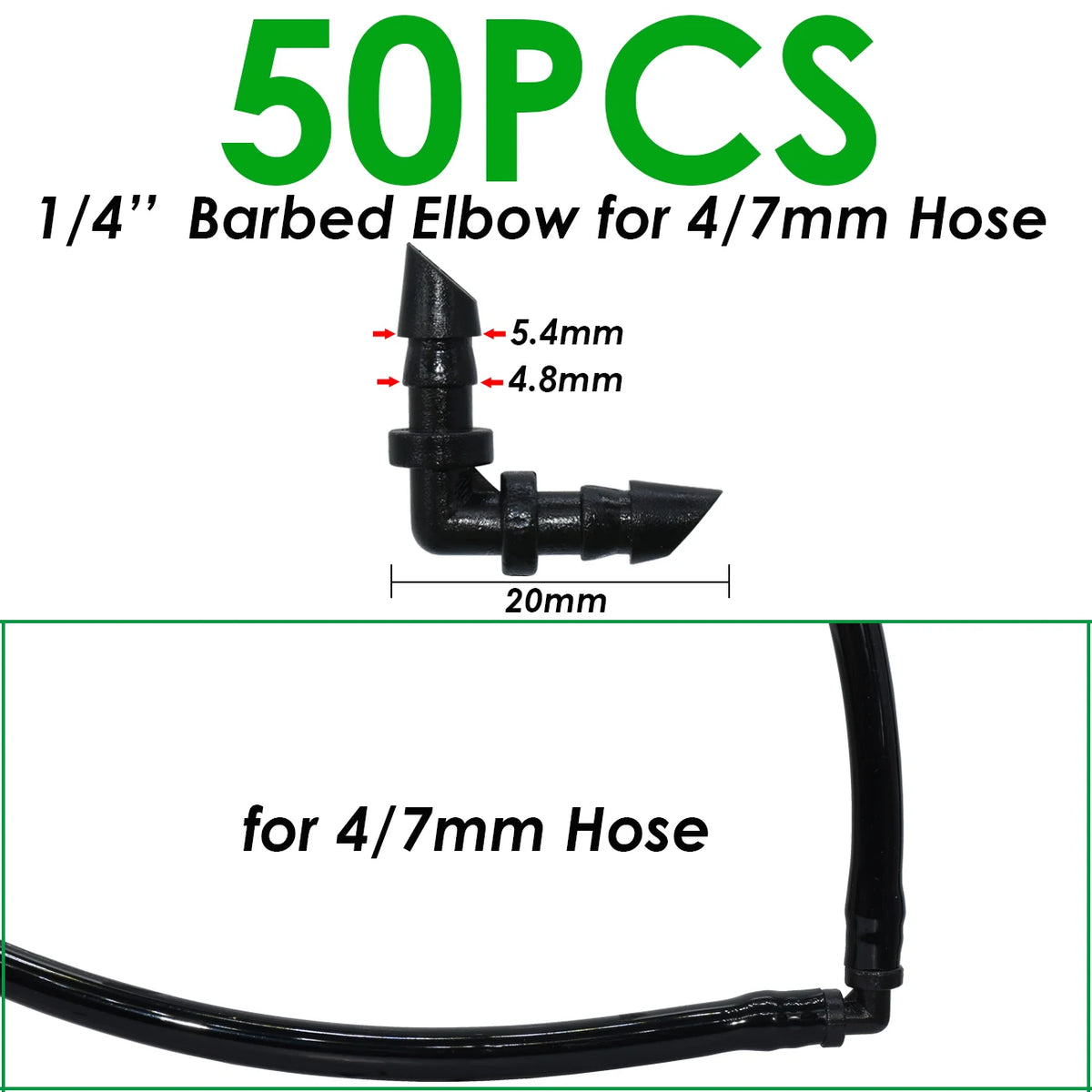 SPRYCLE 1/4 Inch Tee Connectors for Drip Irrigation - 20-100PCS SPL11-010-50PCS / 1/4''