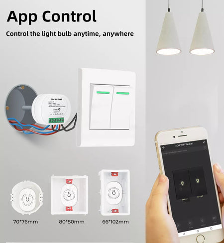 16A 2 Gang Tuya WiFi Mini Switch Module Smart DIY Controller Light Wall 2 Way Control Timer Breaker Google Home Alexa