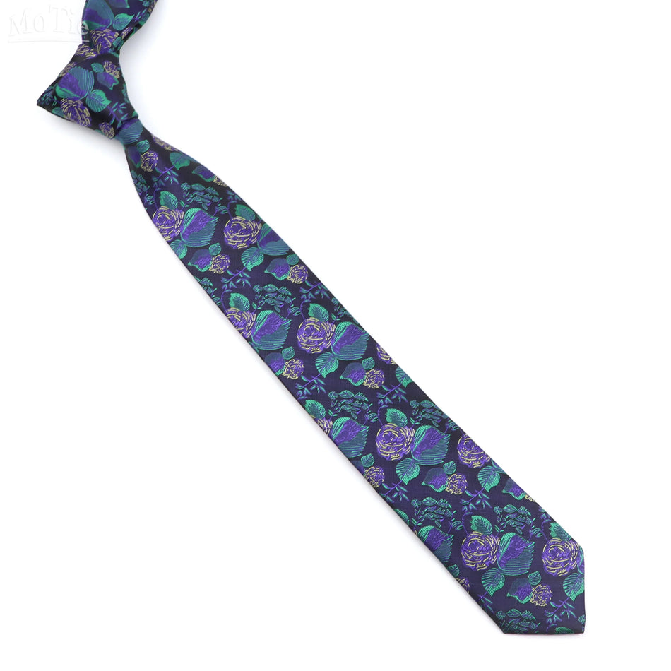 Men's Luxury Floral Jacquard Tie in Pink, Red, and Blue