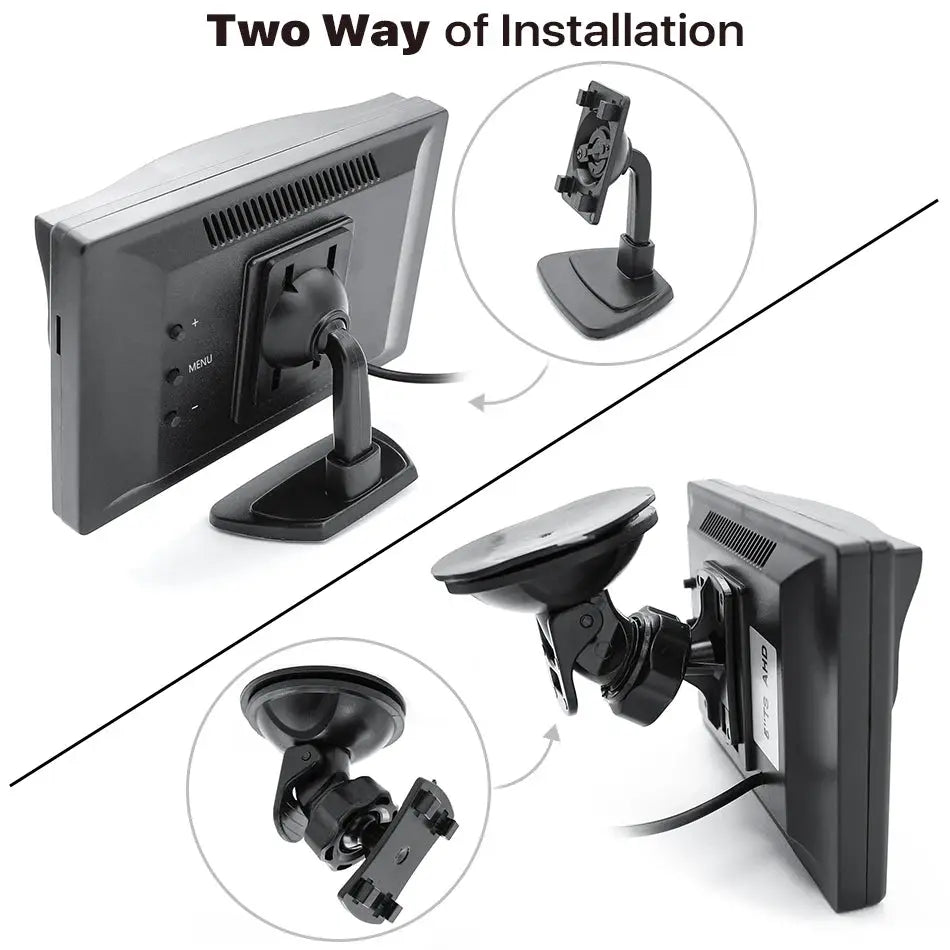 New AHD 1024x600 5 Inch Car Inside Parking Monitor with 2 Channels Vehicle Parking Video Display System by InterCyprus Trading Ltd
