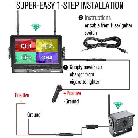 7 Inch HD AHD Car Monitor With 4 Channel DVR Wireless Backup Camera by InterCyprus Trading Ltd