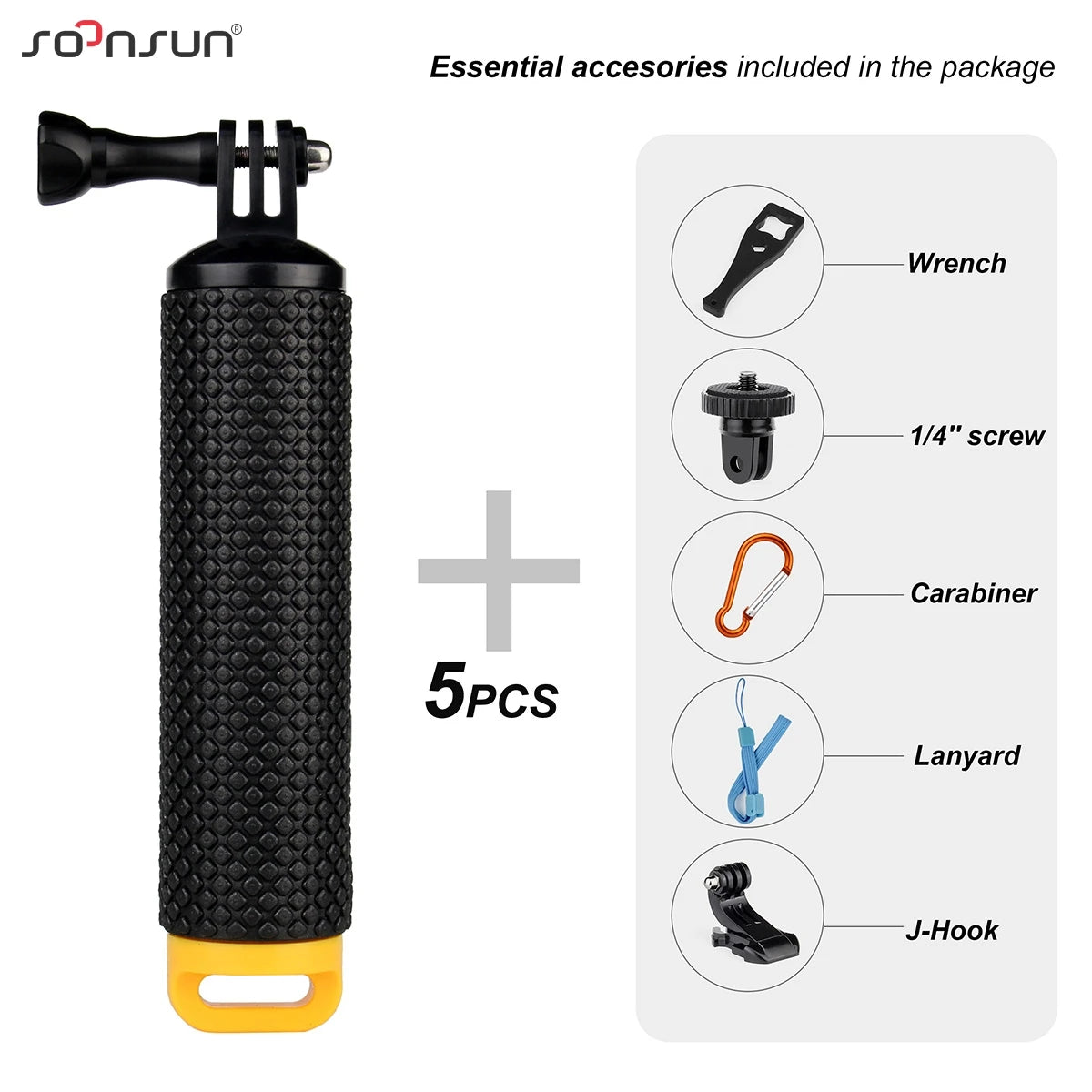 SOONSUN Water Floating Hand Grip &ndash; Anti-Slip Design for Action Cameras Floating Hand Grip