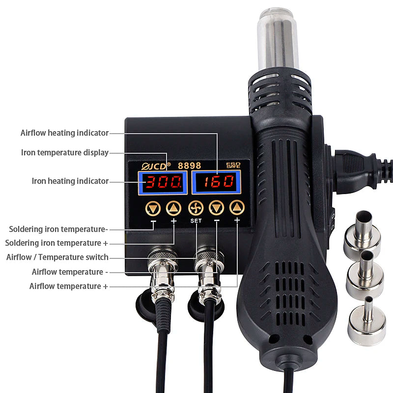 JCD 2 In 1 750W Soldering Station 8898 &ndash; LCD Display