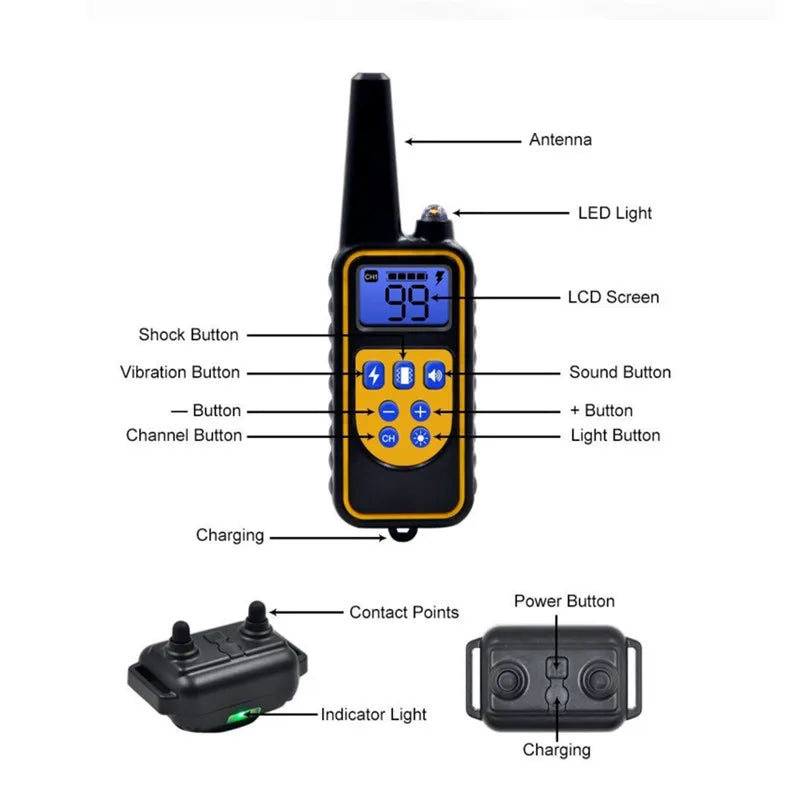 800m Digital Dog Training Collar &ndash; Waterproof LCD Display