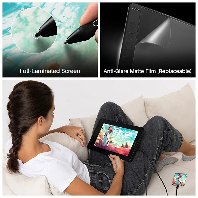 HUION Kamvas 12 11.6 Tum Grafisk Monitor Antireflexdisplay Windows MacOS