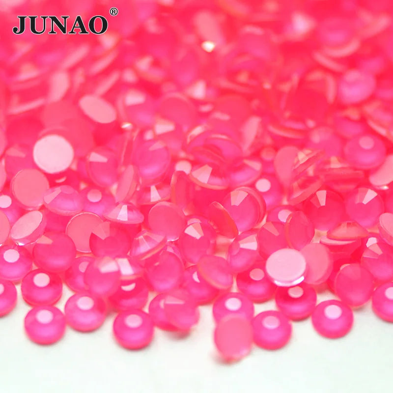 JUNAO SS6 SS8 SS10 SS12 SS16 SS20 &ndash; Vibrant Neon Yellow Glass Rhinestones for Nail Art Neon Rose / SS12 1440Pcs