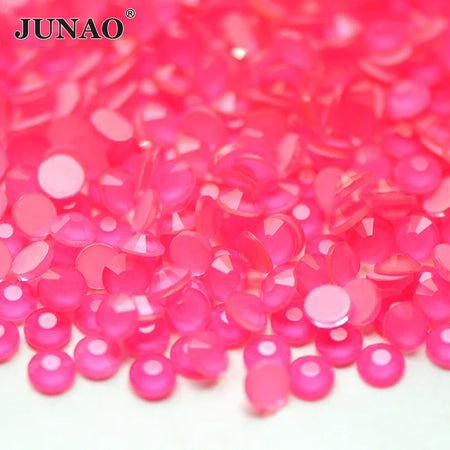 JUNAO SS6 SS8 SS10 SS12 SS16 SS20 &ndash; Vibrant Neon Yellow Glass Rhinestones for Nail Art Neon Rose / SS12 1440Pcs