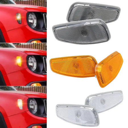 For Jeep Renegade 2014-2019 Accessories Front Turn Side Signals Lights Reflection Warning Turn Signal with t10 led orange bulb by InterCyprus Trading Ltd