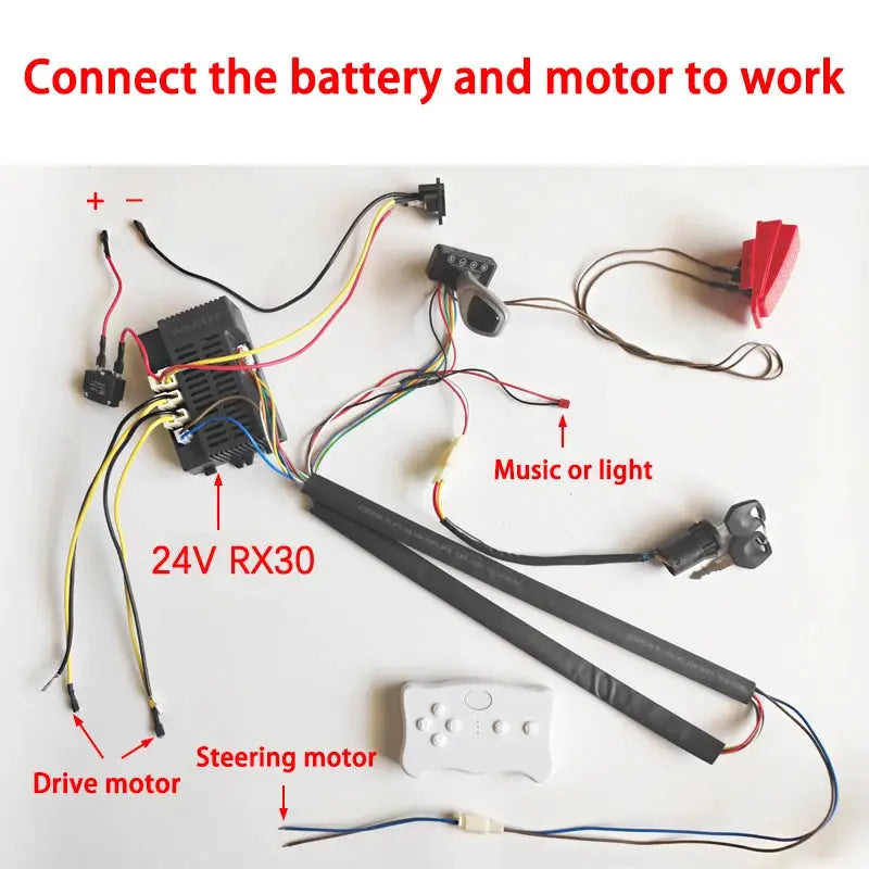 DIY 24V 200W wire harness for children's electric car with switch and remote control receiver Ride On Toys Accessories set by InterCyprus Trading Ltd