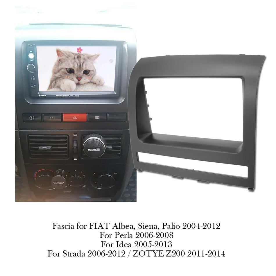 Rám pro rádio Double DIN Fiat Albea Siena Palio 2004-2012 Fascia ABS Černý