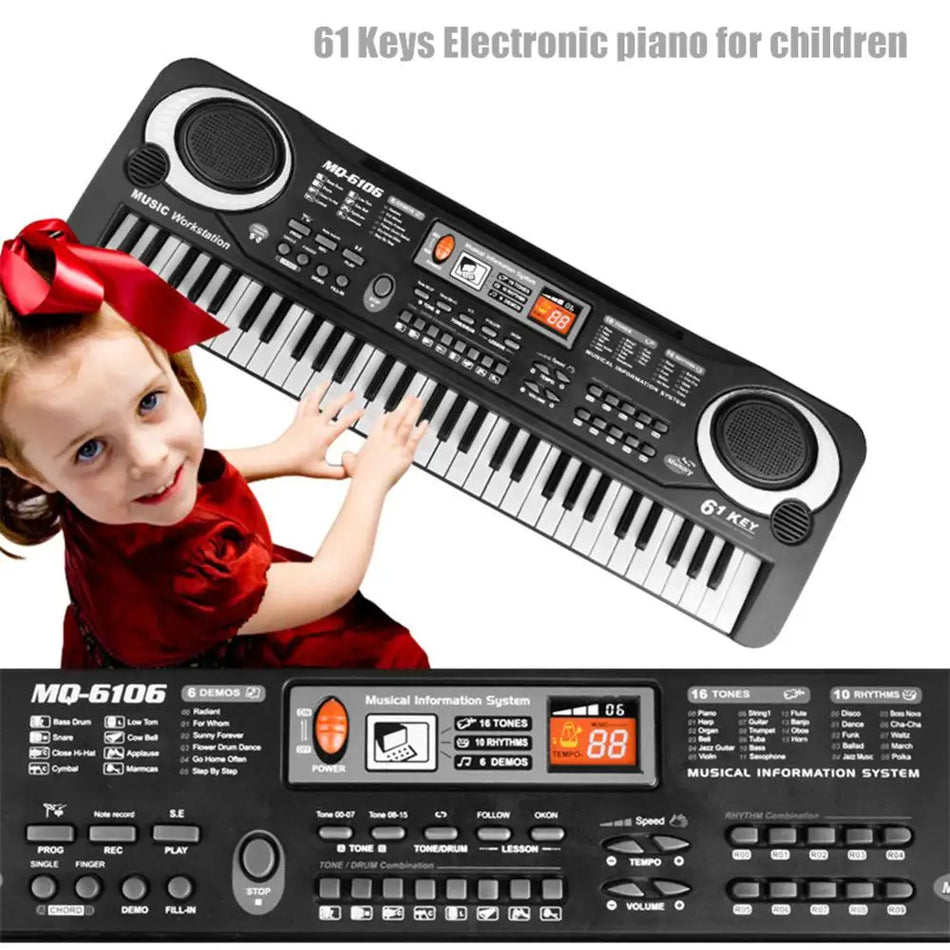 61 Keys Electronic Keyboard Piano for Kids with Microphone, Educational