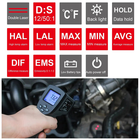 Kaemeasu KM-380 Infrared Digital Thermometer LCD C F
