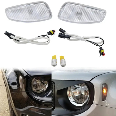 For Jeep Renegade 2014-2019 Accessories Front Turn Side Signals Lights Reflection Warning Turn Signal with t10 led orange bulb by InterCyprus Trading Ltd