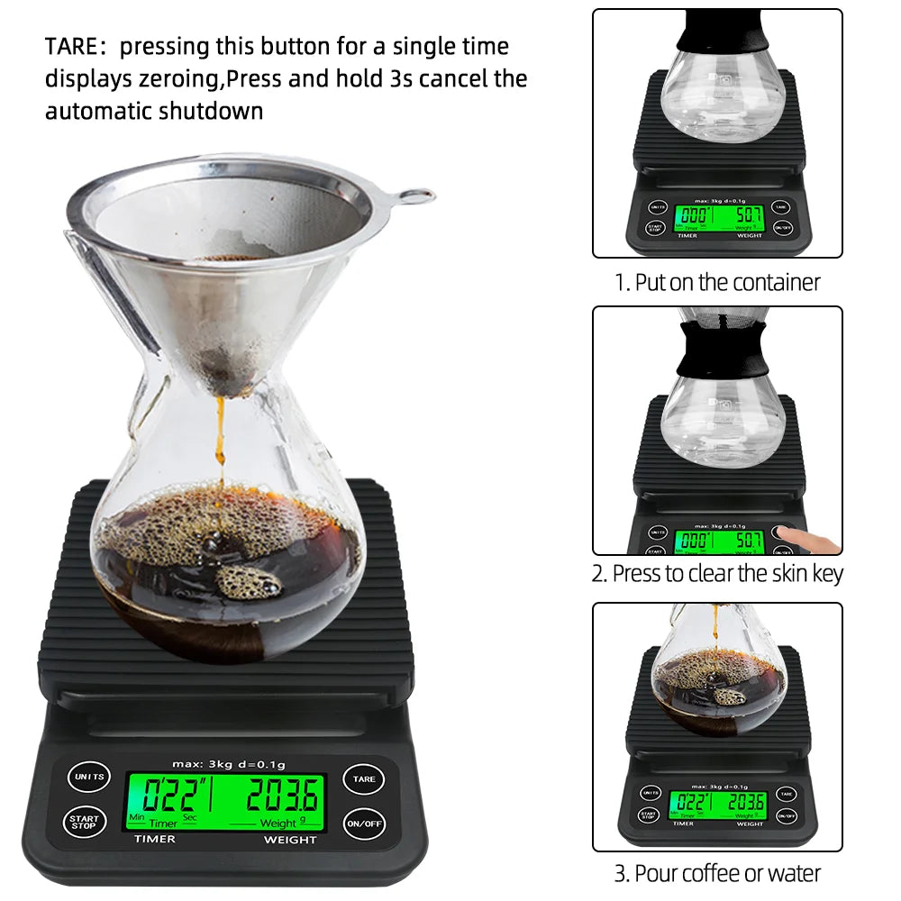 Drip Coffee Scale With Timer &ndash; 0.1g Precision And Timer