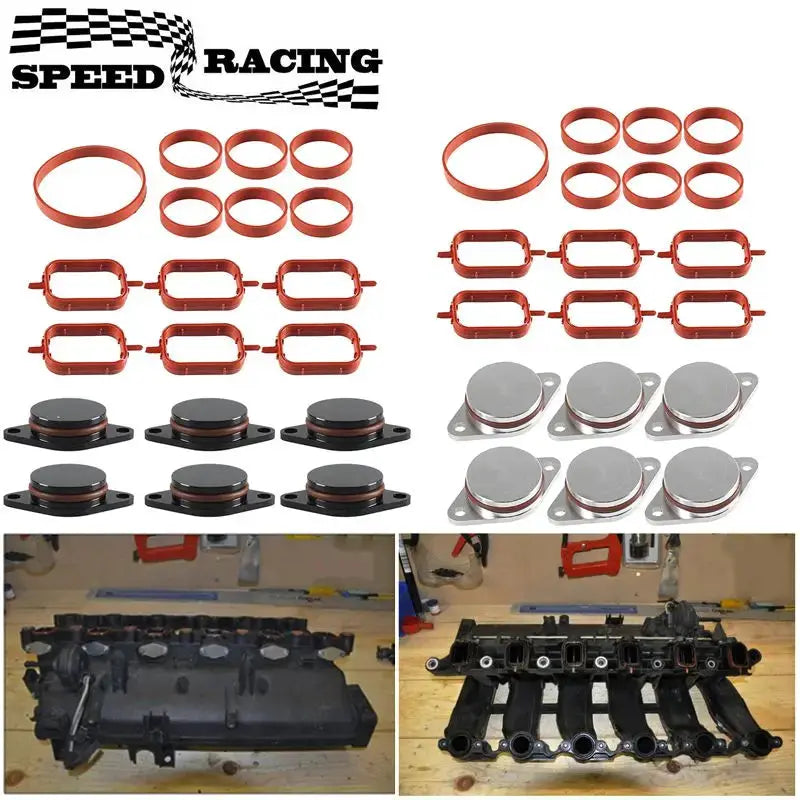 6PCS 22mm/33mm Swirl Flap Blanking Plates with Intake Manifold Gasket Seal For BMW M47 M57 E39 E87 E46 E90 E39 E60 X3 6 Cylinder by InterCyprus Trading Ltd